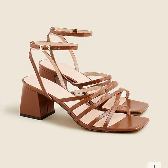 J Crew Layne strappy-sandal heels in leather CA047 - Picture 1 of 5